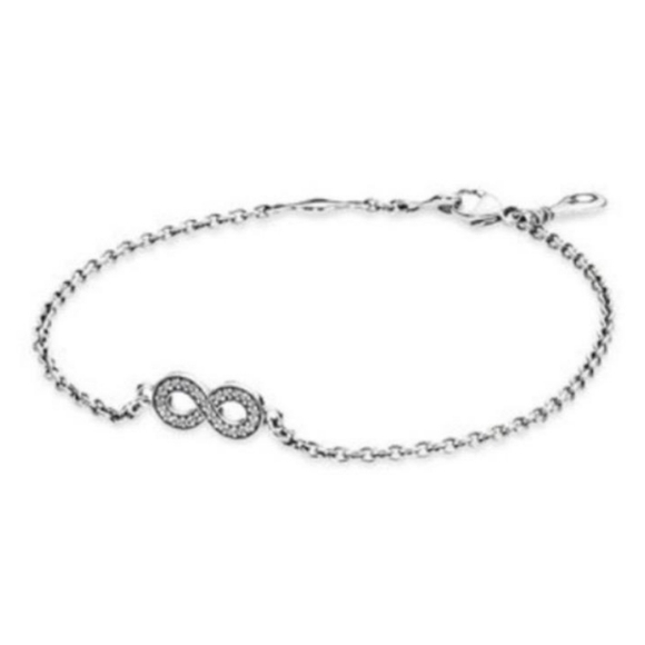 Pandora Sterling Silver Pave Infinity Chain Link Bracelet - Picture 3 of 16